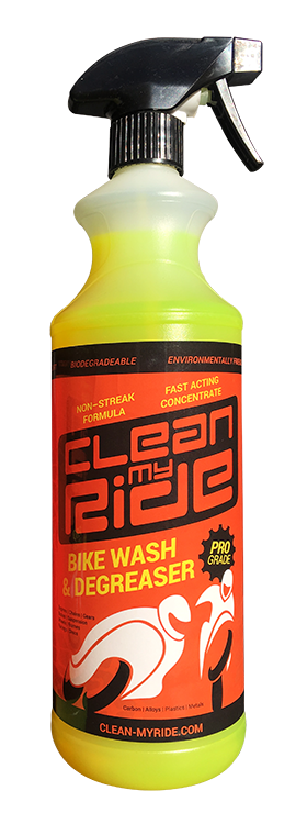 Clean MyRide combined bikewash degreaser is safe on all surfaces. Perfect for cleaning swingarms, paintwork, wheels, plastics including aluminium. It's non-caustic, non-streak, environmentally friendly and biodegradable.