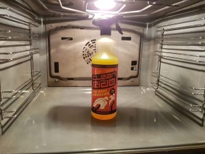 Clean MyRide combined bikewash degreaser is safe on all surfaces including removing burnt-on muck on plastics around underseat exhausts and engine bays. So why wouldn't it work on an oven? No reason at all proves one of our customers!